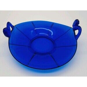 Fenton Cobalt Blue Candy Trinket Dish With Koi Fish Handles